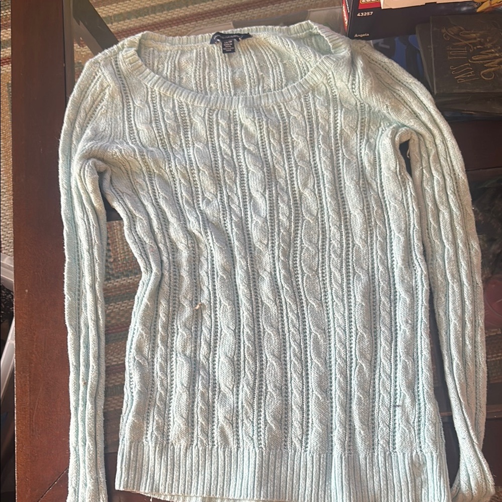 American Eagle Outfitters Cream Cable Knit Crew Neck Sweater